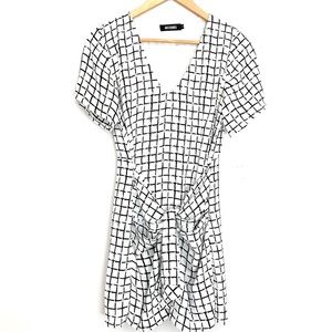 Black and White Check Faux Tie Dress